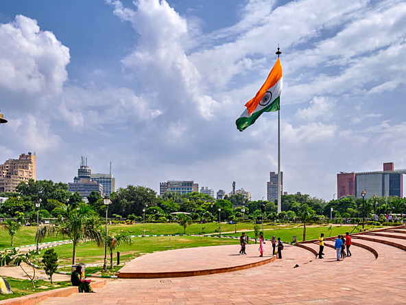 Flag of India flying at Connaught Place in New Delhi
